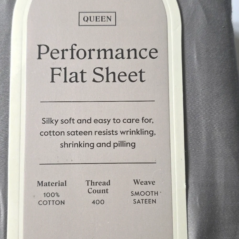 Threshold Queen 400 Thread Count Performance Flat Sheet Classic Gray